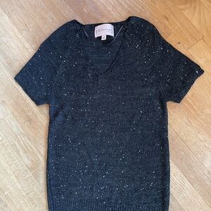 Philosophy Charcoal Sequined Knit Top